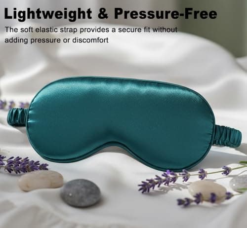 Sleep Mask Satin Eye Mask, Blackout, Green — view 3
