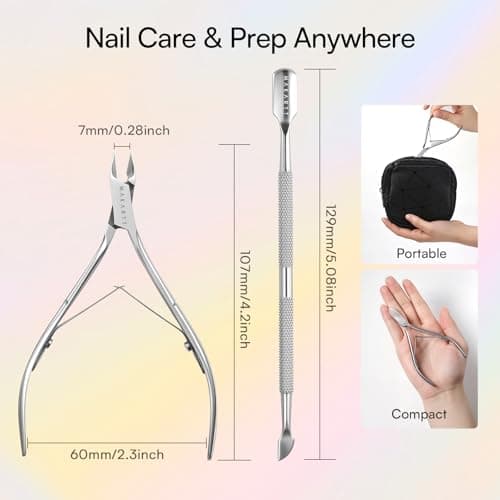 Makartt 2-in-1 Cuticle Remover & Pusher Set Pink 7mm Blade Stainless — view 6
