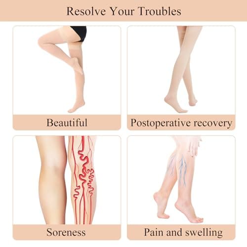 20-30 mmHg Medical Closed Toe Thigh High Compression Socks for Women Men,Graduated Compression Support Stockings with Anti-Slip Silicone Band for Varicose Veins Edema Flight Running Pregnancy Travel — view 5