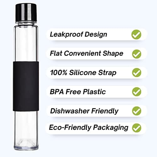 Hydrte Clear Water Bottle – 480ml Professional Cute Water Bottle for Travel, Slim, Lightweight & BPA-Free for Travel & Everyday Hydration (Nero Black) — view 3