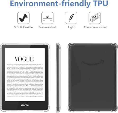 VOVIPO Clear Case for 6.8" Kindle Paperwhite(11th Generation-2021) and 6.8 inch Kindle Paperwhite Signature Edition, Ultra Soft Flexible Transparent TPU Skin Bumper Back Cover Reinforced Corners — view 4