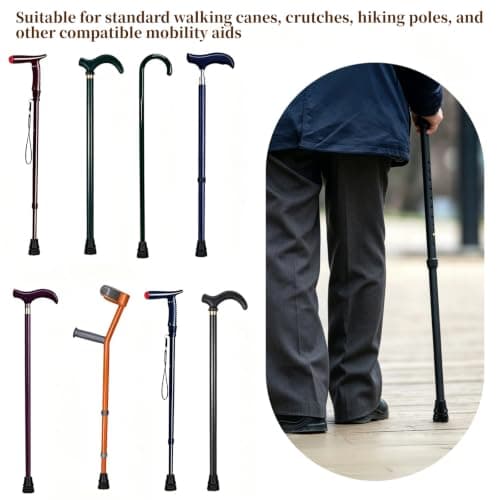 4-Pack 16mm Non-Slip Walking Stick Rubber Ferrules, Durable Cane Tip Replacements with Metal Insert, Anti-Skid Crutch End Caps for Hiking & Everyday Use, Black — view 6