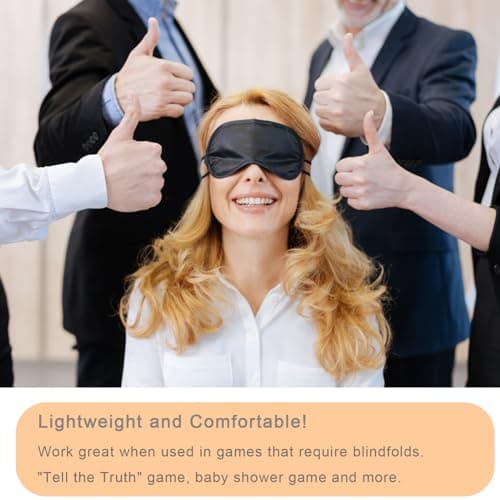 6 Pack Blindfold Eye Mask Cover Sleep Mask for Party Games Travel Sleep Team Build Party Supply with Adjustable Strap for Women Men Kids, Black — view 5