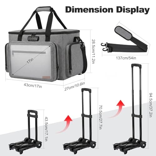 Housolution Rolling Teacher Bag with Wheels, Fits for 17" Laptop, Gray — view 2