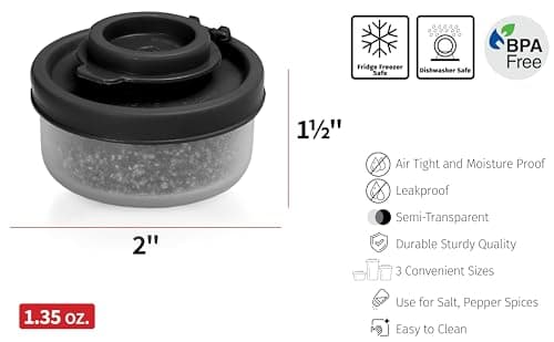 SIGNORAWARE Salt and Pepper Shakers Moisture Proof Set of 2 Small Mini Salt Shaker to go Camping Picnic Outdoors Kitchen Lunch Boxes Travel Spice Set Clear with Red Covers Plastic Airtight Dispenser — view 6