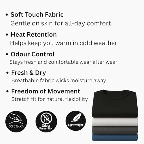 Deck and Beach Men’s 2-Pack Thermal Underwear Set – Long Sleeve Top & Long Johns, Winter Base Layers (Black, Large) — view 4