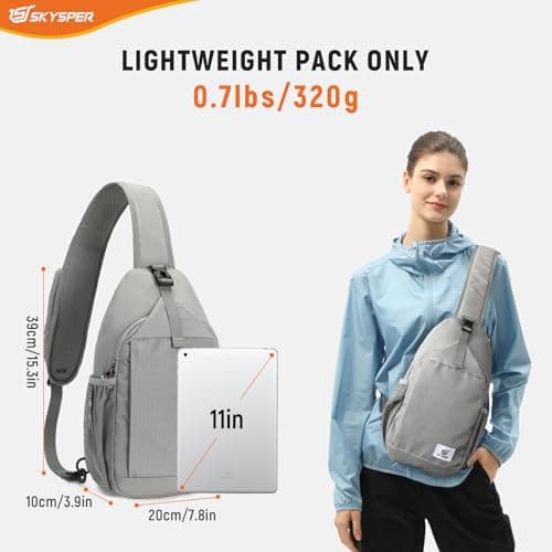 SKYSPER Sling Bag RFID Cross Body Bag Recycled Crossbody Backpack Travel Daypack(Gray) — view 2