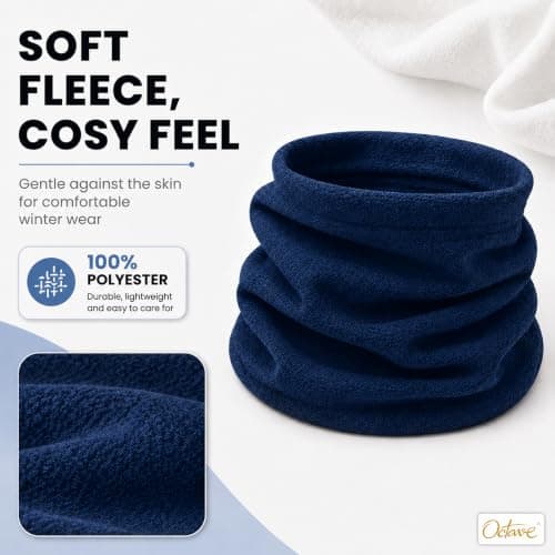 Octave® Winter Neck Warmer For Kids, Multifunctional Fleece Neck Gaiter Face Covering Mask Snood Scarf For Boy and Girls Cycling and Outdoor Sport (Navy) — view 4