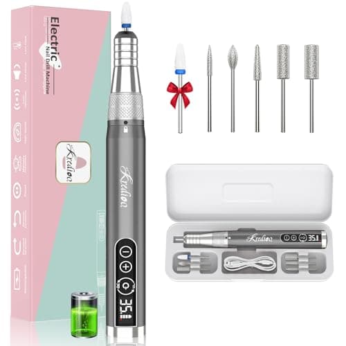 Kredioo Portable Cordless Nail Drill Machine 35000RPM with Storage Case