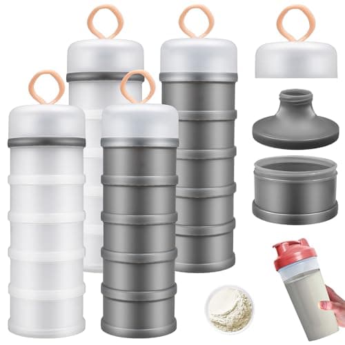 4 Pack Protein Powder Containers Bulk, Stackable Travel Powder Dispensers