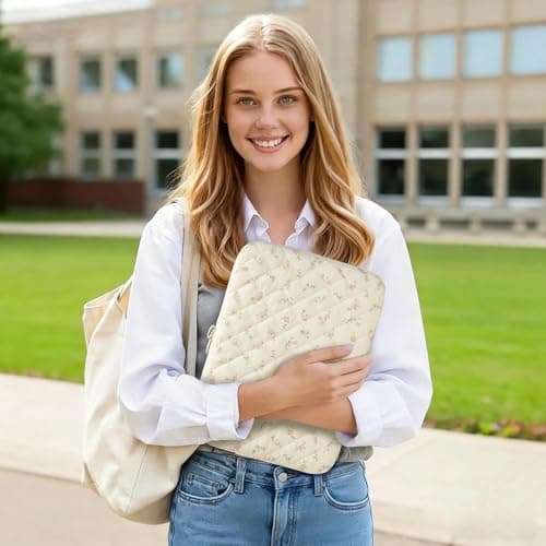 Puffy Laptop Sleeve 13 Inch Cute Floral Laptop Case Soft Quilted Computer Sleeve Protective Cover for MacBook, iPad, Notebook, Chromebook — view 2