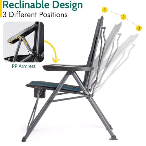 Trail Cardinal Reclining Camping Chair, Compact Folding Design, Teal — view 4