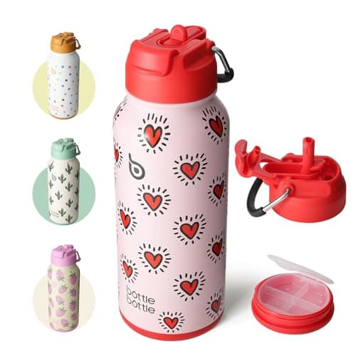 BOTTLE BOTTLE Insulated Water Bottle 950ml Stainless Steel with Straw and Pill Box