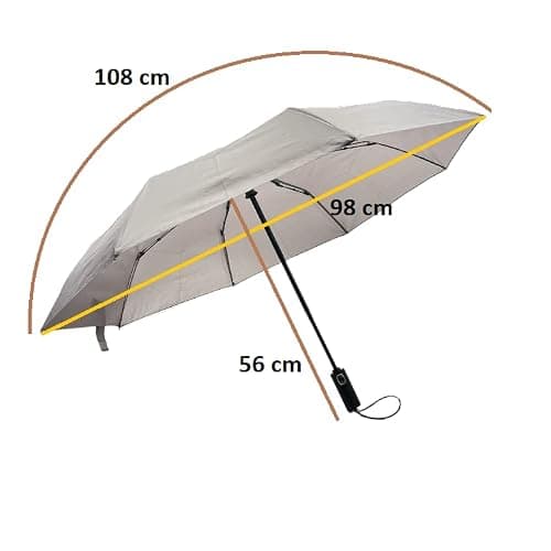 Start and Drive, Travel Umbrellas for Rain, Auto Open Close Durable Strong Compact, Lightweight, Easy to carry, Ideal for Men & Women Umbrella Brolley for Travel (Grey) — view 3