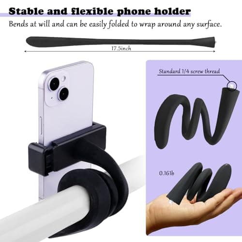 GMHLLES Pram Phone Holder - Safe, Stable & Adjustable for Strollers, Cars & Home (Black) — view 2