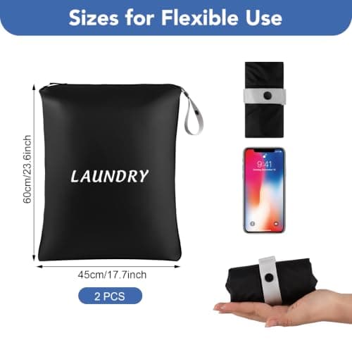 Dntorx 2 Pack Waterproof Travel Laundry Bags with Handle, Wet Bags 45x60cm — view 2