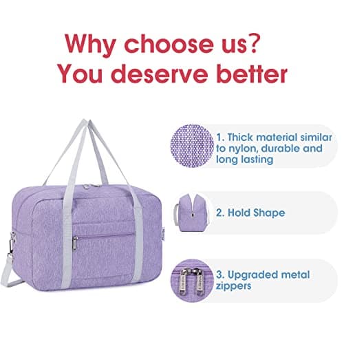 for Ryanair Airlines Underseat Cabin Bag 40X20X25 Foldable Travel Duffel Bag Holdall Tote Carry on Luggage Overnight for Women and Men 20L (Purple (with Shoulder Strap)) — view 4