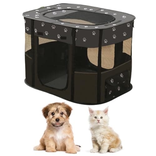 Portable Pet Playpen/Soft Dog Crate,Cat Carrier Large Playground for Puppy Carrier/Rabbit Run/Kitten Cat Indoor Outdoor Travel Camping Use 70X55X45CM (S,Black)