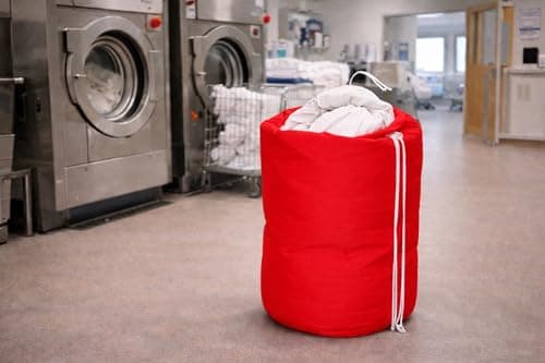 INCO-CARE Durable Laundry Bag with Drawstring and Carry Handle, Heavy Duty Reusable, Colour-Coded, Machine Washable 95°C. (Pack of 2, Red) — view 5