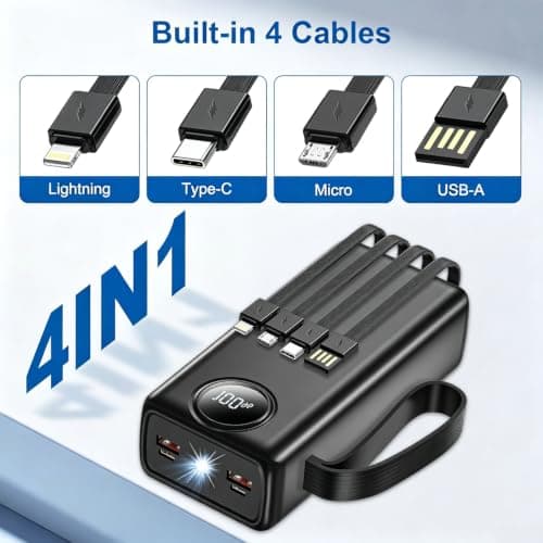 27000mAh Portable Charger with 4 Built-in Cables & 22.5W Fast Charging — view 2