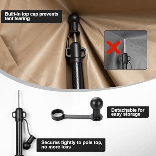 Tent Poles Carbon Fiber, Telescoping Tarp Poles 2.6m, Ultra Light & Super Strong Carbon Fiber Telescoping Tent Poles for Camping Tarp Awning Canopy Porch Sun Sails — view 5