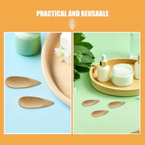 20pcs Bamboo Face Cream Spatula for Creams and Lotions, Beige — view 3
