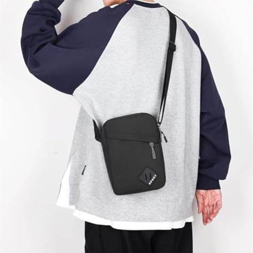 Aucuu Men's Shoulder Bag, Oxford Crossbody Bag, Waterproof Men's Small Side Bag, Casual Handbag, Messenger Bag with Zipper and Adjustable Strap, Lightweight Chest Sling Bag for Daily Use, Work, School — view 2