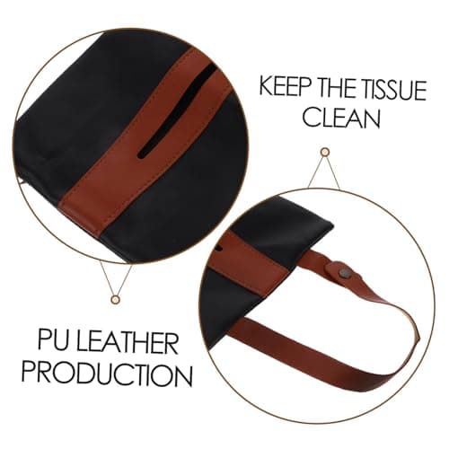 TOYZFRIENDY Car Tissue Holder Reusable Travel Tissue Box Holder for Car Backseat Hanging with Easy Install Pu Leather Elegant Design — view 5