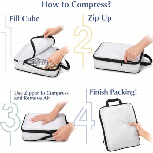 Spring Bamboo Print Compression Packing Cubes Lightweight Suitcase Organiser Bags For Holiday Business Trip — view 5