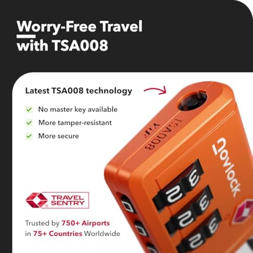 NovLock Suitcase Padlocks, TSA Approved Luggage Locks, Travel Padlocks — view 6