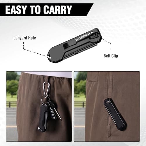 WORKPRO Folding Utility Knife with 10 SK5 Blades, Box Cutter with Belt Clip — view 5