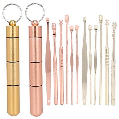 Fabater Earwax Remover Kit, Stainless Steel, 12 Pcs (Rose Gold+Gold) — view 6