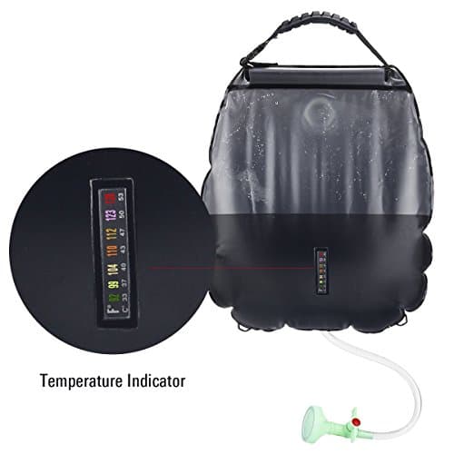 RISEPRO Solar Shower Bag 5 gallons/20L Solar Heating Premium Camping Shower Bag Hot Water with Temperature 45°C Removable Hose on/off Switchable Shower Head Hiking Climbing Summer Shower. — view 5