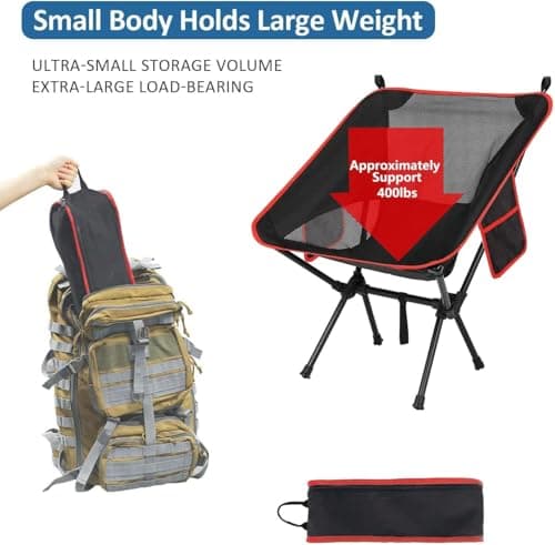 Nestling Ultralight Folding Camping Chair - Compact, Portable (Red) — view 6