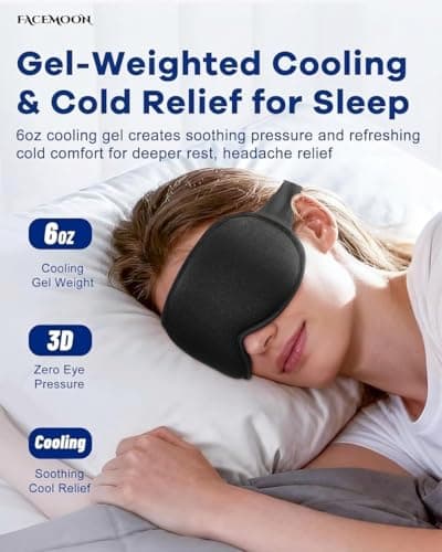FACEMOON Cooling Eye Mask for Sleep, 3D Gel-Weighted Blackout Sleep Mask — view 2