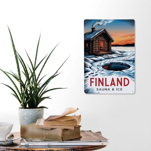 Finland Sauna Ice Cabin Winter Travel Arctic Metal Tin Sign — view 6