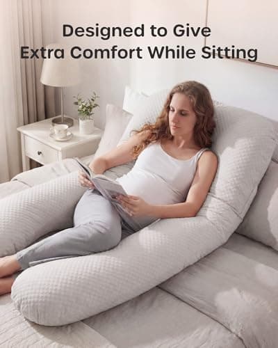 Nuliie Pregnancy Pillow for Sleeping, U Shaped (Breathable Light Grey) — view 4