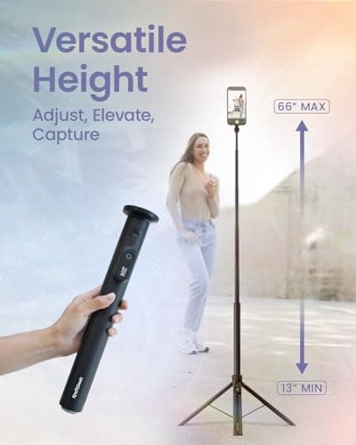 KraftGeek 66" Magnetic Phone Tripod, JustTap Selfie Stick Tripod for iPhone — view 4