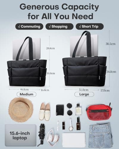 HOTOR Tote Bag for Women, Large Foldable Travel Shoulder Bag with Pouch — view 4