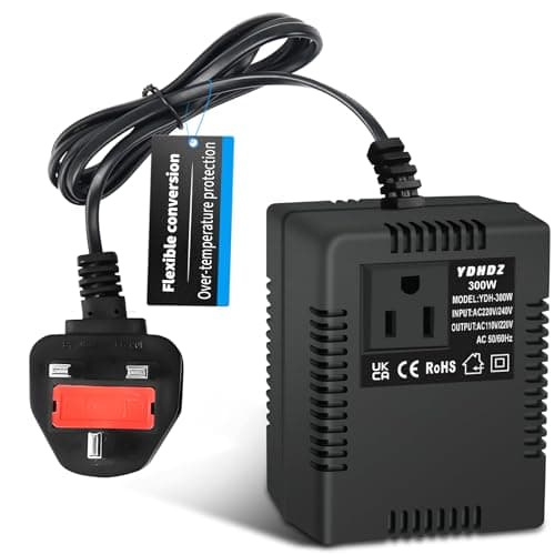 300W Step-Down Power Supply voltage converter 220V/240V to 110V/120V(UK Plug), Smart and Efficient Temperature-Protected Adapter, Suitable for WiFi, POS Machines and Power Bank