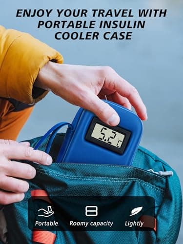 YOUSHARES Insulin Cooler Travel Case with Temperature Display - Insulin Pen Case with 2 Ice Packs TSA Approved, Refrigerated Medication Cooler Travel Bag for Ozempic GLP-1 Injection Diabetes Supplies — view 2
