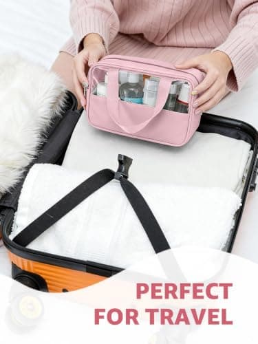 Laxee Clear Toiletry Bag 3 Pcs for Women Men, Large PVC Waterproof Wash Bag with Zip and Handle, TSA Approved Travel Toiletry Bags, Portable Cosmetic Bags Makeup Bag for Travel Business Holiday(Blue) — view 5