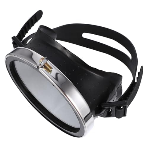 Wide-Field Anti-Fog Diving Goggles with Glass Lenses, Black