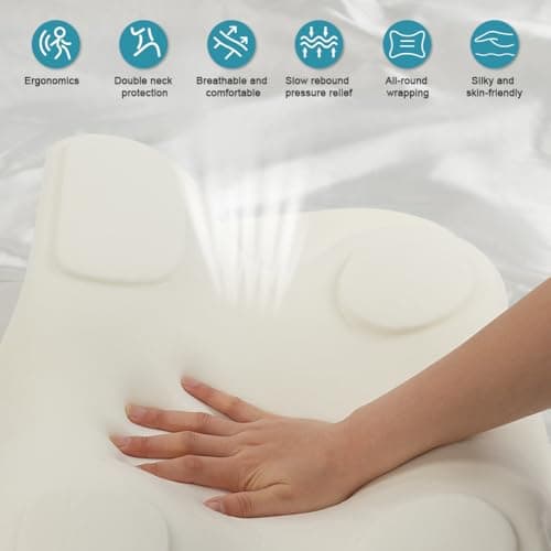 OSDUE Memory Foam Pillow, Cervical Pillows for Neck and Shoulder Pain, Orthopedic Ergonomic Pillows for Side, Back and Stomach Sleepers with Removable Cover, Mint Green — view 6