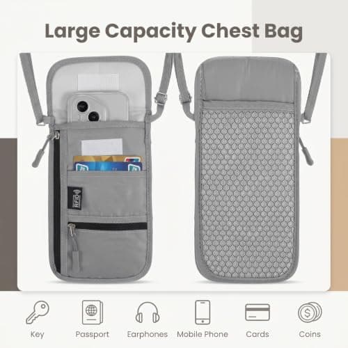Sorcristy Neck Wallet for Travel Pouch Neck with Adjustable Lanyard — view 4