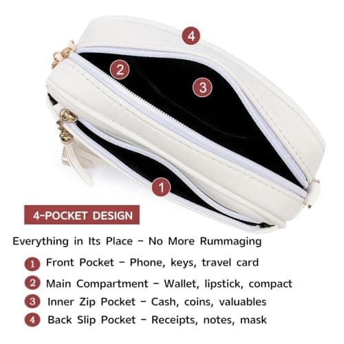 COZIIESKE Women's Small Cross Body Bag with Tassel – Faux Leather Shoulder Purse with Multi-Pocket, Anti-Theft Zip, Adjustable Detachable Strap for Travel, Work & Daily Use (Red) — view 4