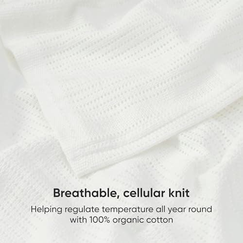 Bloomsbury Mill - Cellular Blankets Baby - 100% Organic Cotton - 2 Pack - Cloud - White - Newborn Essentials - Soft Breathable Baby Blankets for Pram, Cot, Moses Basket - 75x95cm — view 5