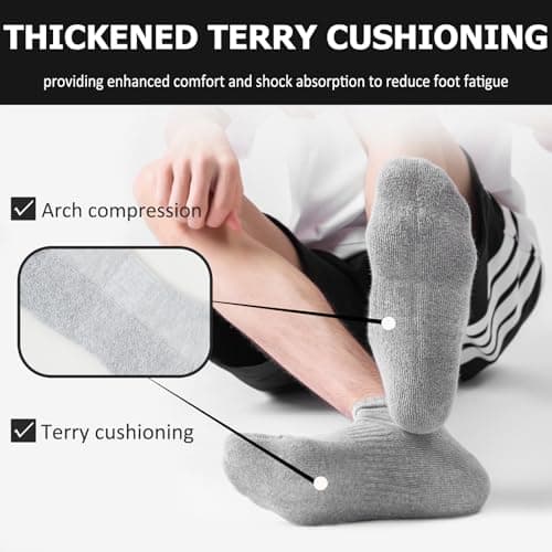 Josnown Men’s Trainer Socks 6 Pack – Cushioned Running & Gym Ankle Socks — view 2