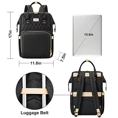 VSNOON Laptop Backpack for Women, 15.6 Inch Travel Backpack Wide Open — view 6