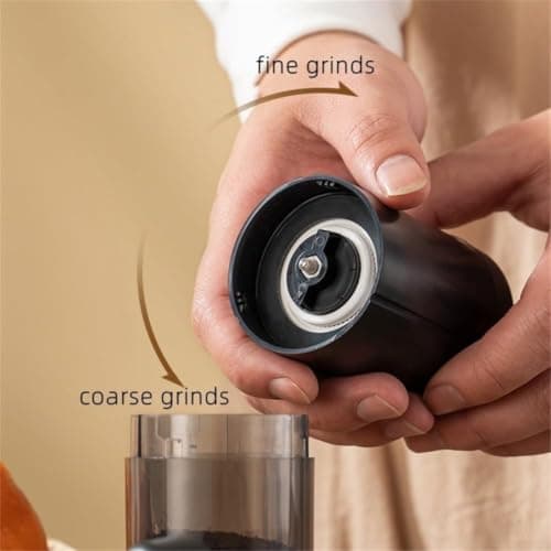 Portable Electric Coffee Bean Grinder USB Charging Fine Spice Nut Mill Adjustable Coarseness for Pour Over Moka Pot Cold Brew Travel Office Black(Black) — view 4